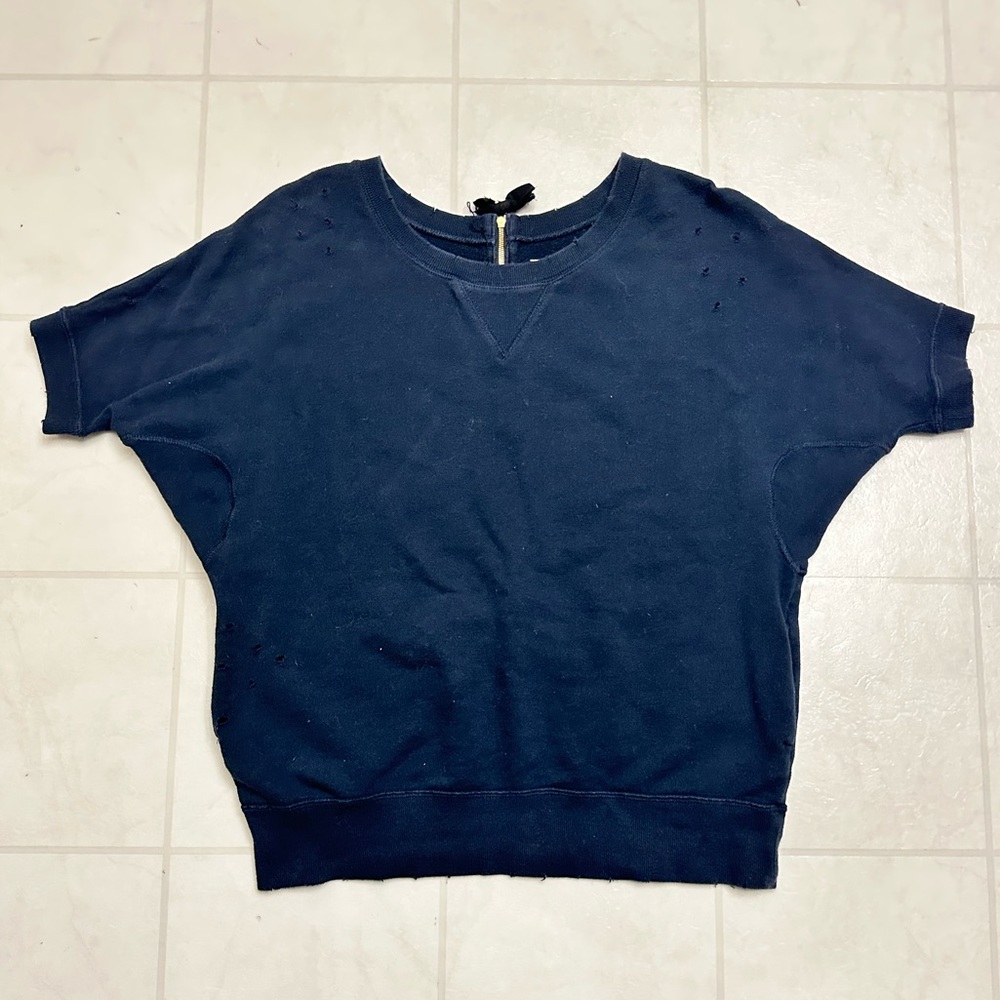 MUVEIL DESIGNER BACK ZIP SWEATSHIRT SWEATER short sleeve